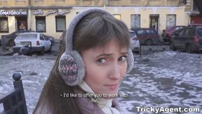 Tricky Agent - Assfucked with her bf downstairs