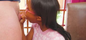 Tiny ebony teen Destiny Marshall gives tutor blo