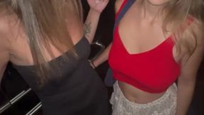 Three lovers escalate passion in mall elevator