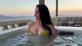 in a hot tub with sexy stepmom