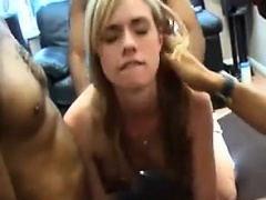 Slutty blonde fulfills her hardcore fantasy with a group of hung guys