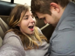 Beautiful amateur teen gets pounded deep and hard in the car