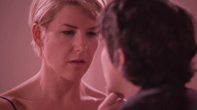 Short-haired blonde blows son's friend and gives him wet pussy