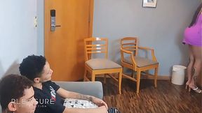 Lesbian teaches brother how to eat a hot woman