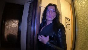 Risky Night Blowjob in Stockings &amp; Fur Coat - Almost Caught by Neighbors 296