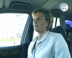 Mature German bitch fucks dildo in nature