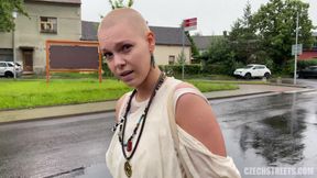 Bald girl Enigma Silky fucked outdoors in nature