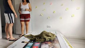 Fucking friend's mother through a hole in a box